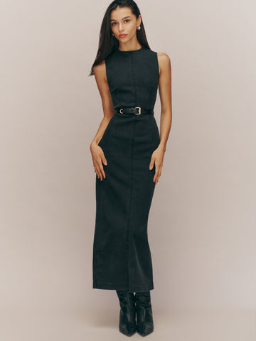 kendi denim midi dress