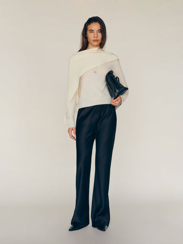 gale satin mid rise bias pant