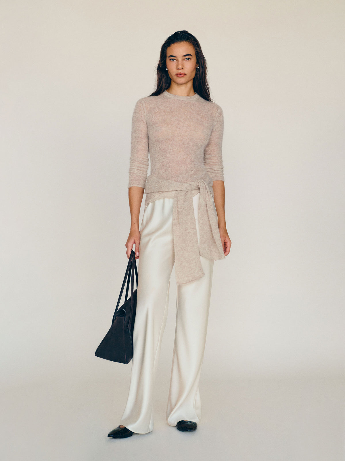 gale satin mid rise bias pant