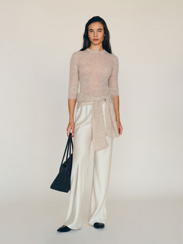 gale satin mid rise bias pant