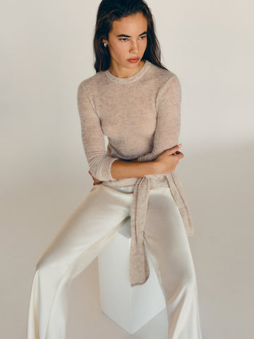 gale satin mid rise bias pant