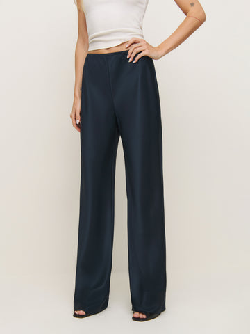 gale satin mid rise bias pant