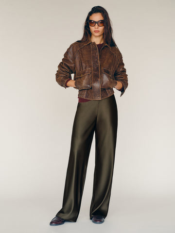 gale satin mid rise bias pant