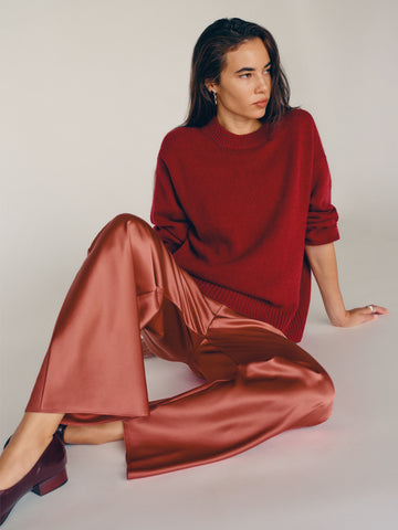 gale satin mid rise bias pant