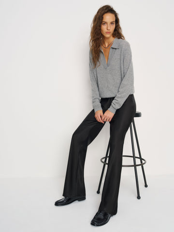 gale satin mid rise bias pant