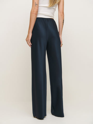 gale satin mid rise bias pant