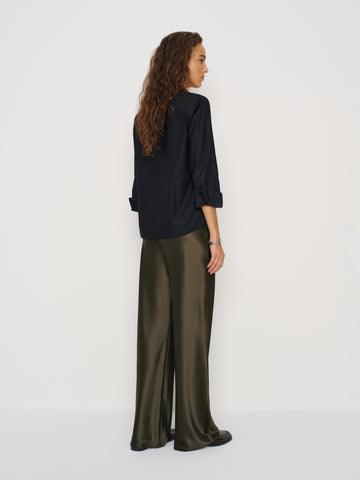 gale satin mid rise bias pant