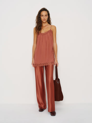 gale satin mid rise bias pant