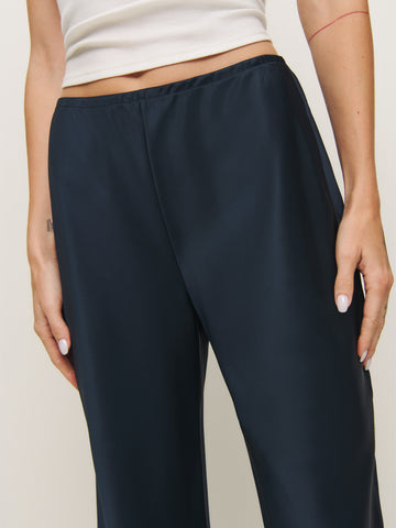 gale satin mid rise bias pant