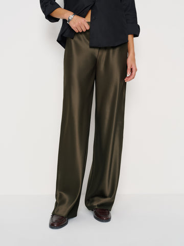 gale satin mid rise bias pant