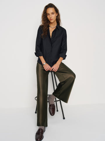 gale satin mid rise bias pant