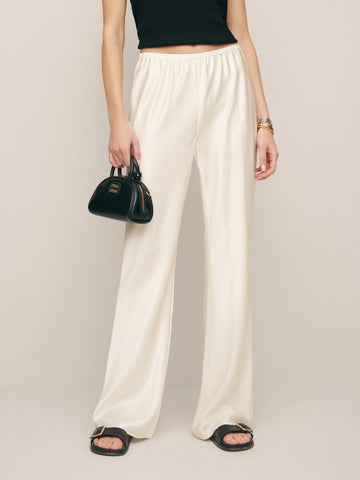 gale satin mid rise bias pant