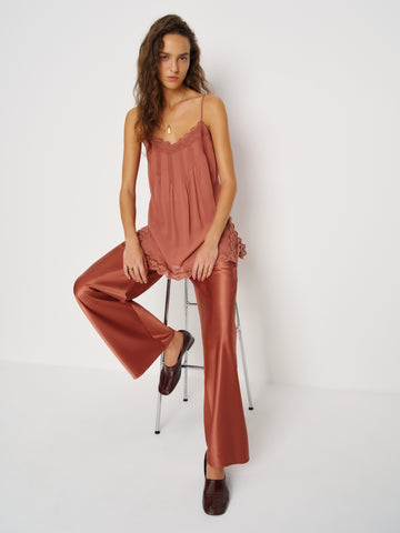 gale satin mid rise bias pant