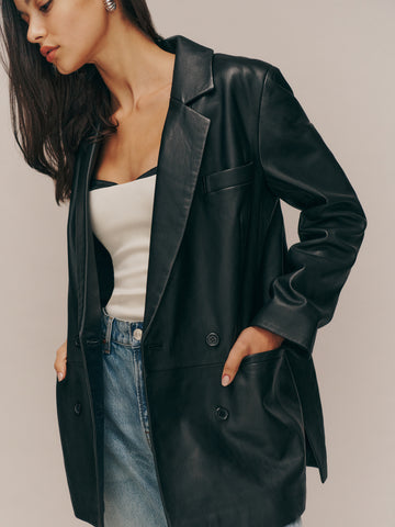 veda dalia relaxed leather blazer