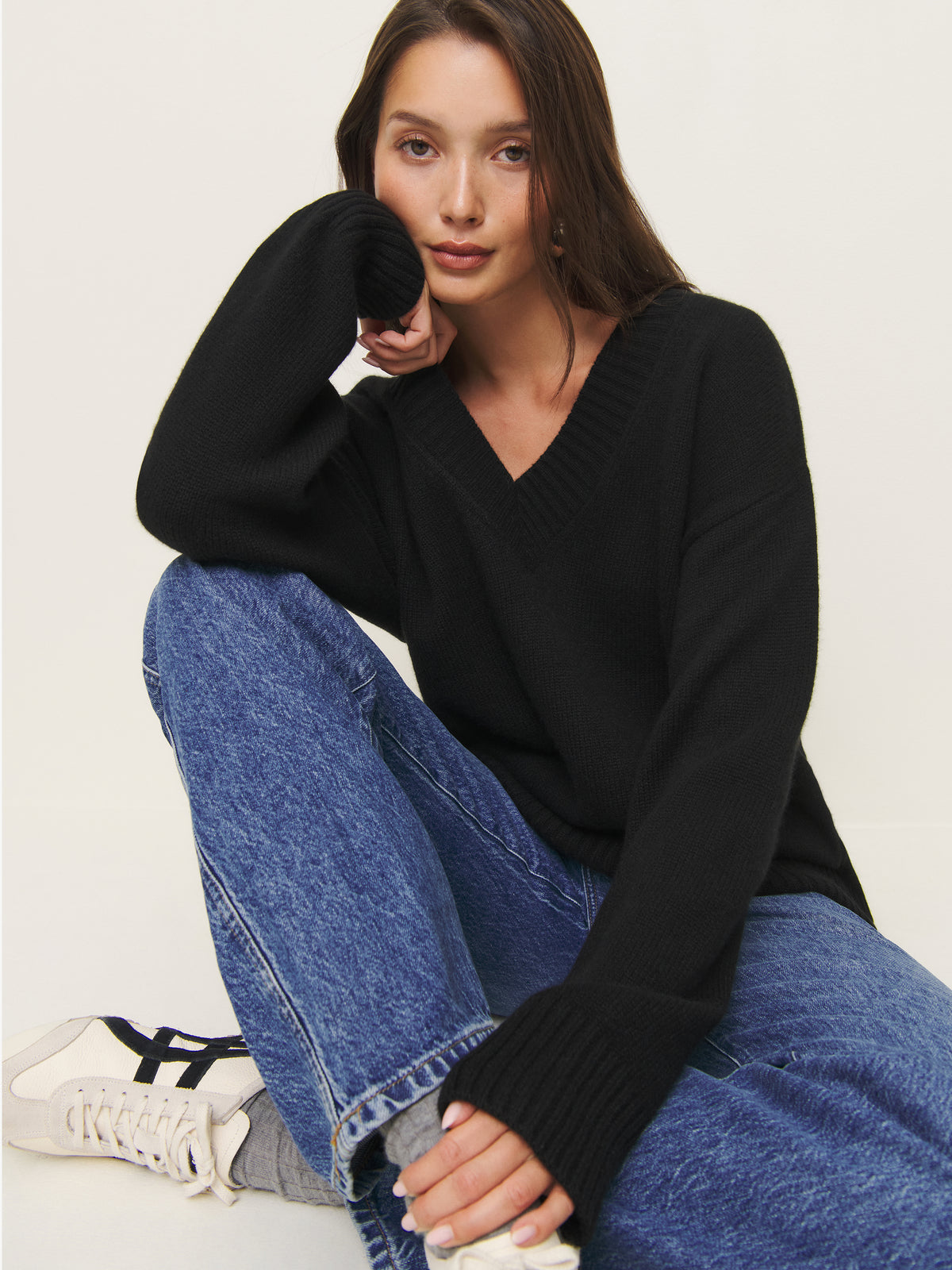 jadey cashmere oversized v-neck sweater