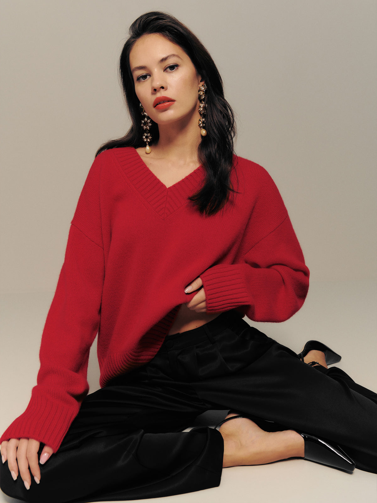 jadey cashmere oversized v-neck sweater