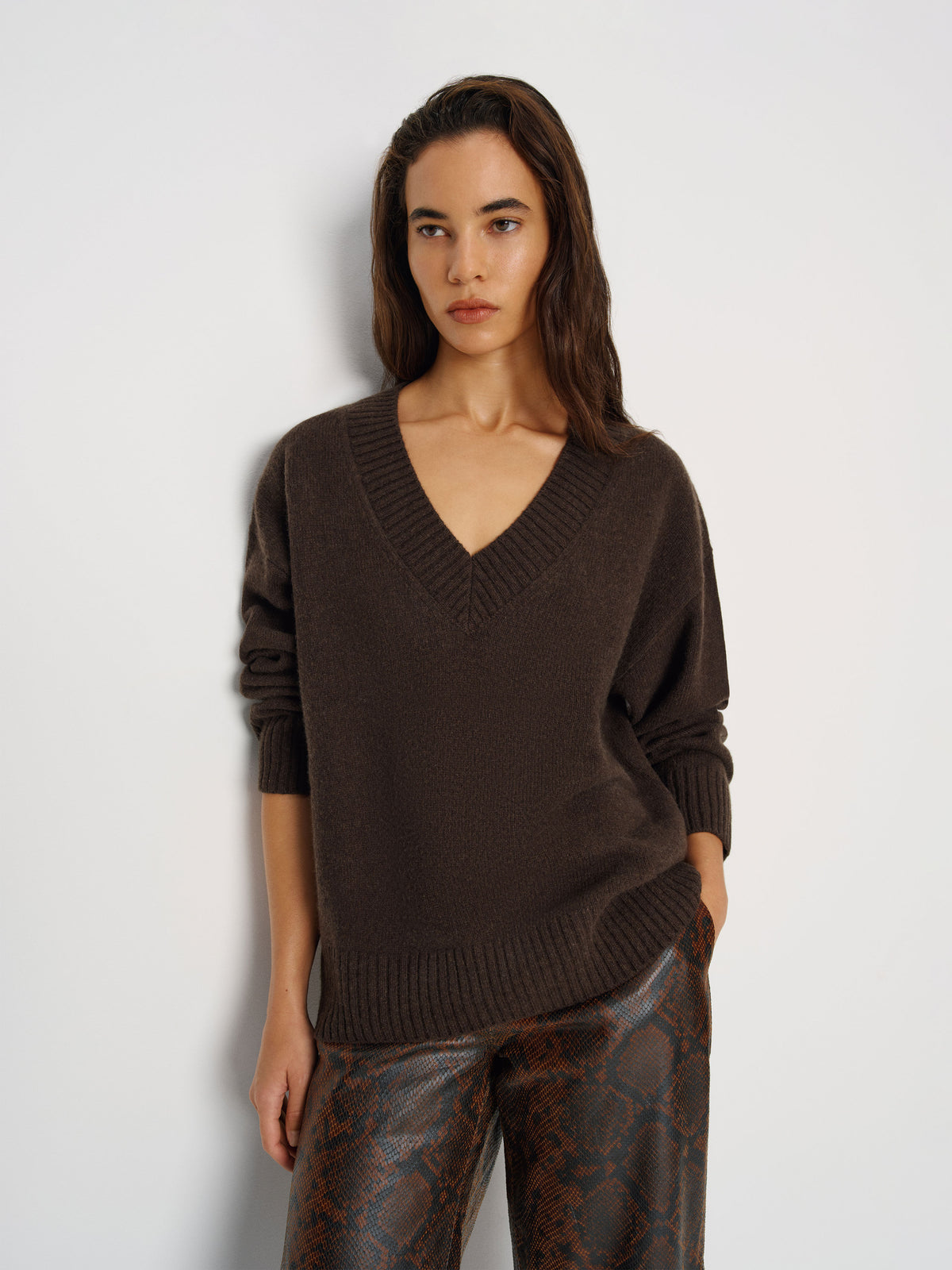 jadey cashmere oversized v-neck sweater