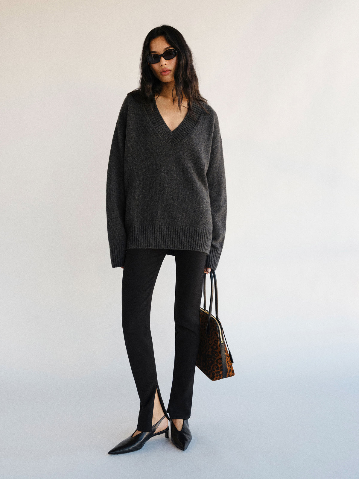 jadey cashmere oversized v-neck sweater