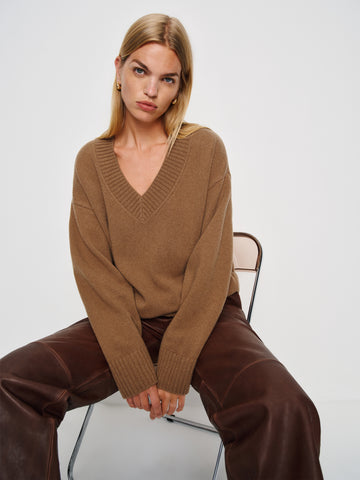 jadey cashmere oversized v-neck sweater