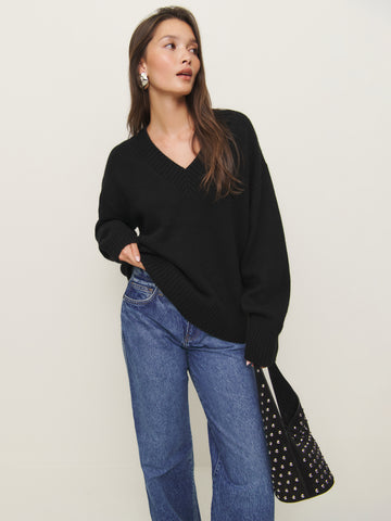 jadey cashmere oversized v-neck sweater