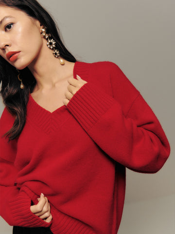 jadey cashmere oversized v-neck sweater