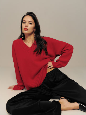 jadey cashmere oversized v-neck sweater