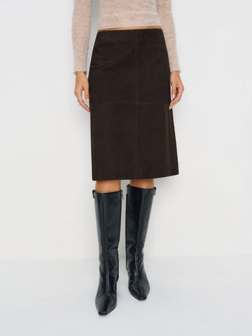 veda barrow leather low waist skirt