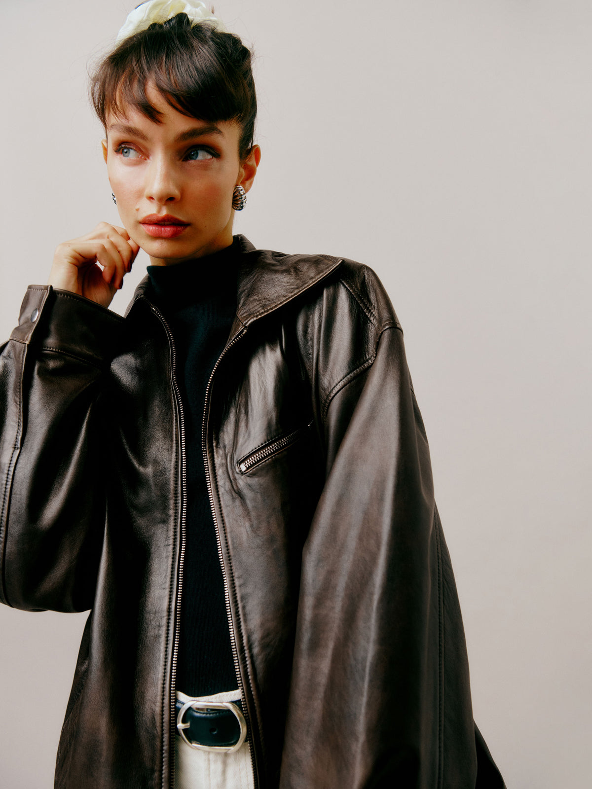 veda marco leather oversized bomber