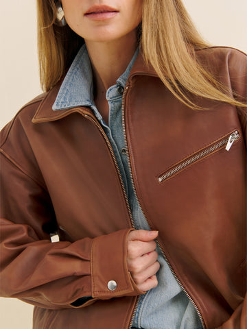 veda marco leather oversized bomber
