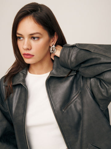 veda marco leather oversized bomber