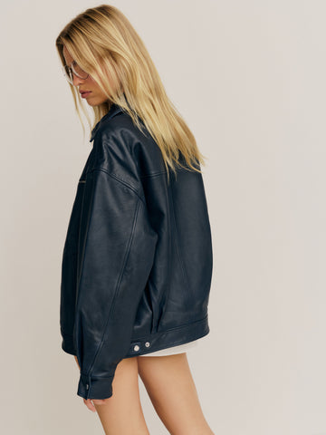 veda marco leather oversized bomber