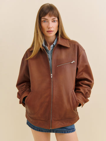 veda marco leather oversized bomber