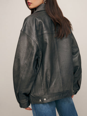 veda marco leather oversized bomber