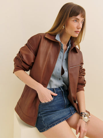 veda marco leather oversized bomber