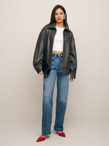 veda marco leather oversized bomber