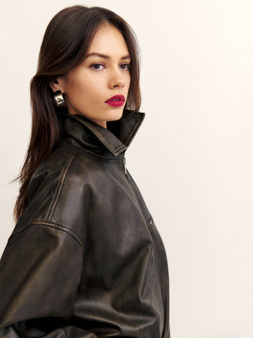 veda marco leather oversized bomber
