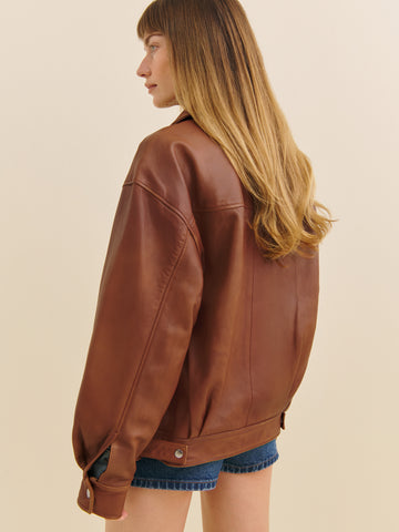 veda marco leather oversized bomber