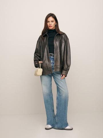 veda marco leather oversized bomber