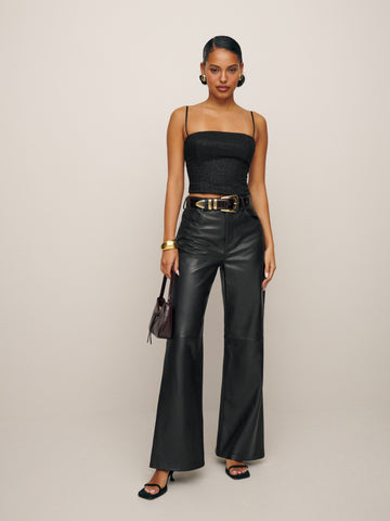 veda kennedy wide leg leather pant
