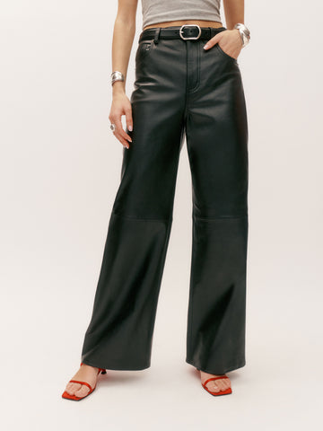 veda kennedy wide leg leather pant