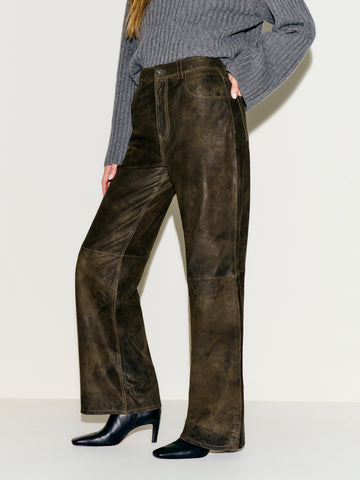 veda kennedy wide leg leather pant