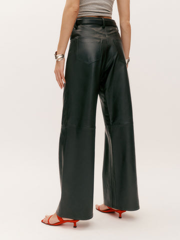 veda kennedy wide leg leather pant