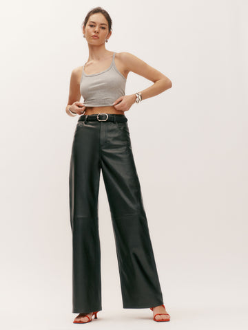 veda kennedy wide leg leather pant