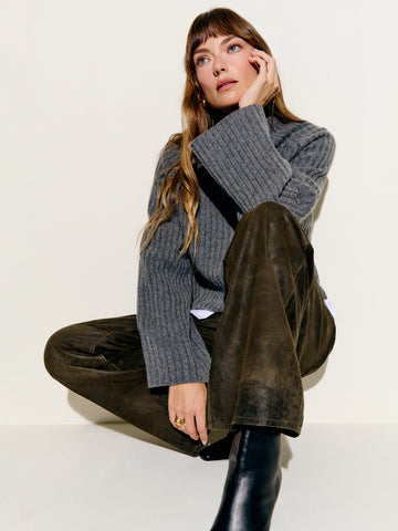 veda kennedy wide leg leather pant