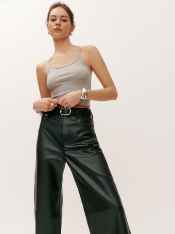 veda kennedy wide leg leather pant