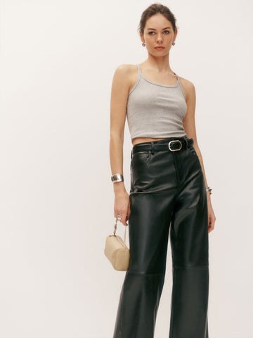 veda kennedy wide leg leather pant