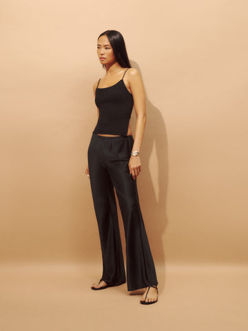 petites gale satin mid rise bias pant