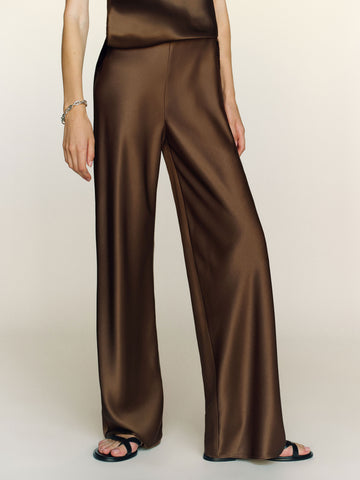 petites gale satin mid rise bias pant