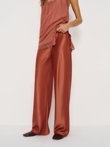 petites gale satin mid rise bias pant