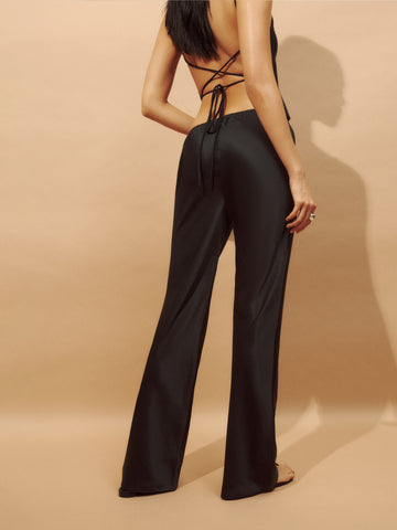 petites gale satin mid rise bias pant